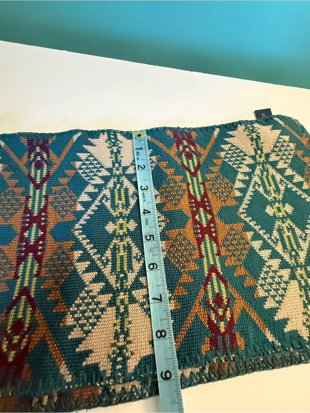 Pendleton Knit Wool Scarf/Muffler Journey West in Turquiose Southwestern Pattern